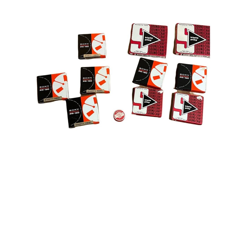 Lot of reel to reel tapes. 5 inches and 7 inches and splicing tape.